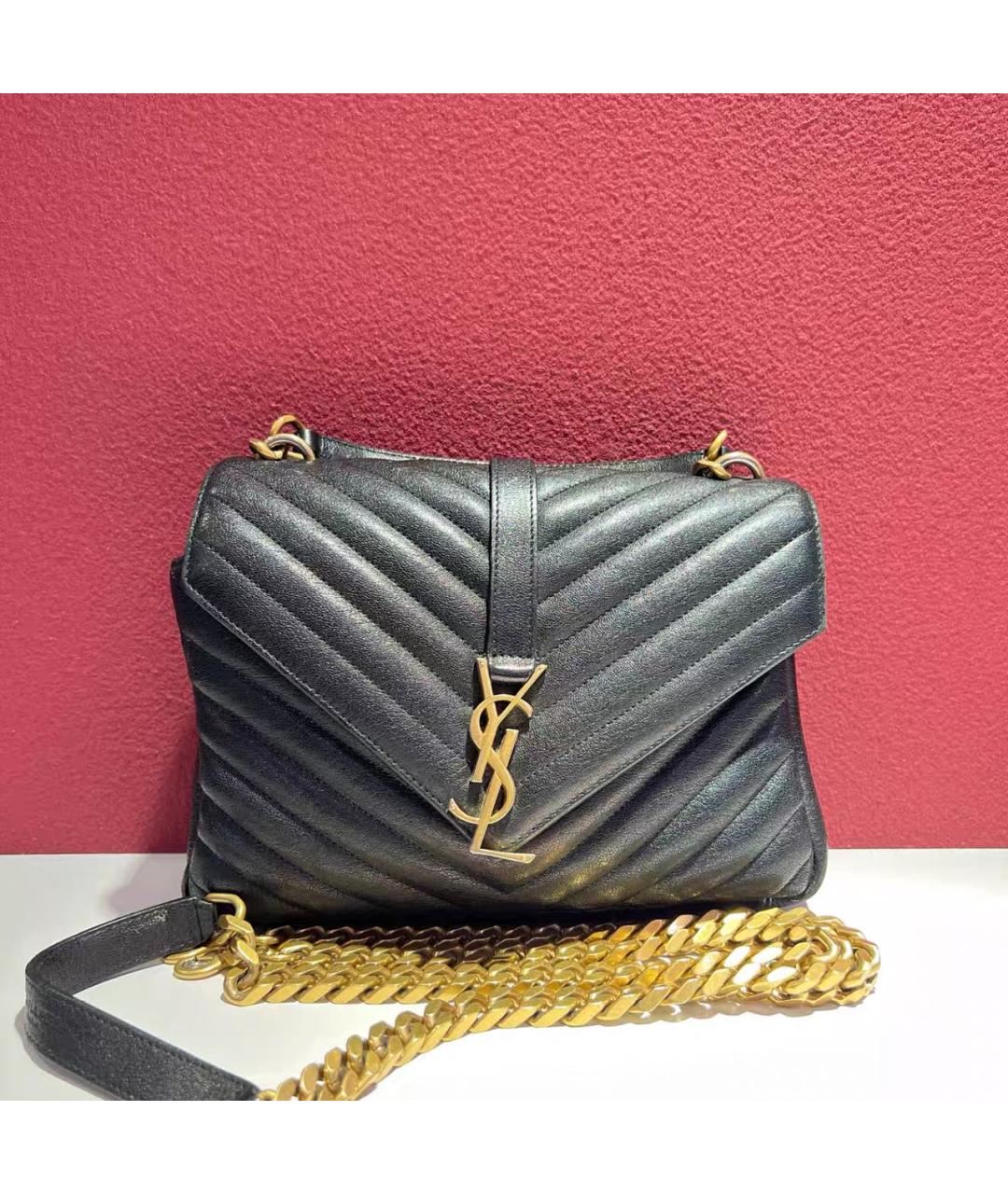 SAINT LAURENT Черная кожаная сумка через плечо, фото 9