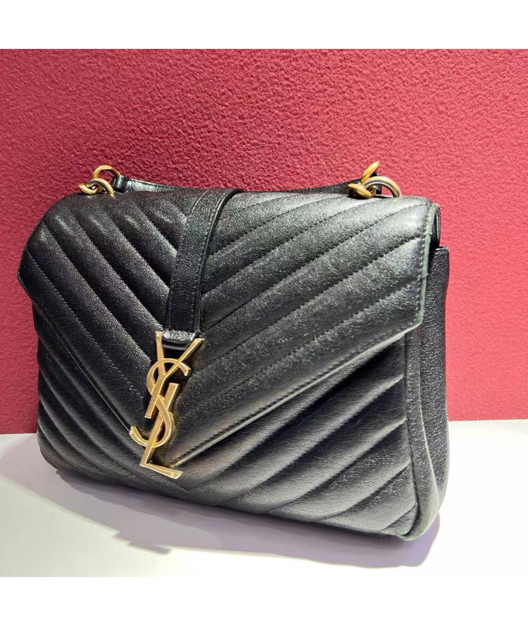 SAINT LAURENT Черная кожаная сумка через плечо, фото 3