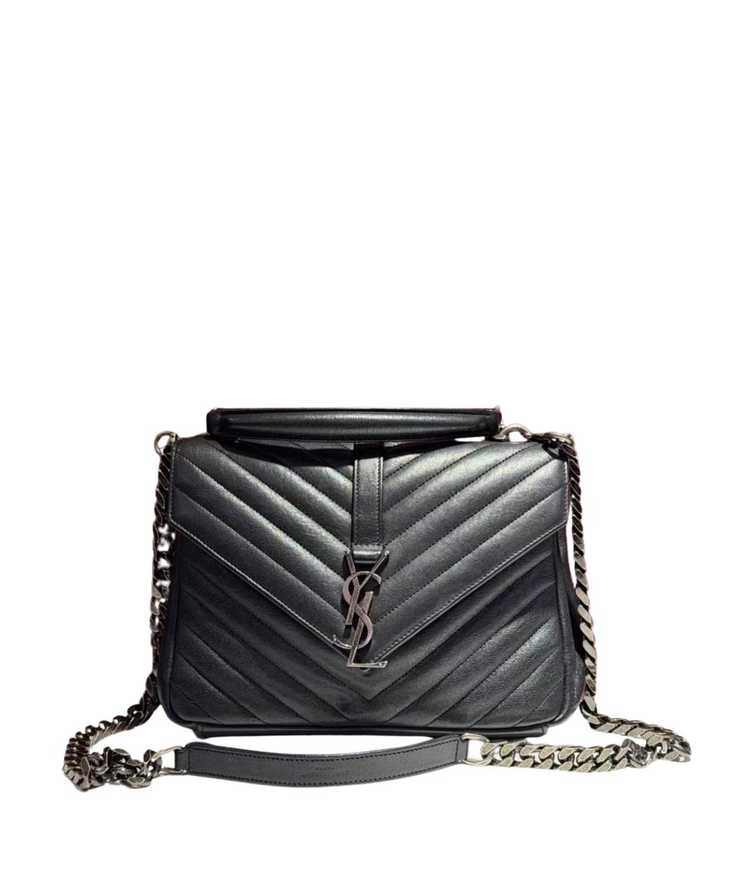 SAINT LAURENT Черная кожаная сумка через плечо, фото 1