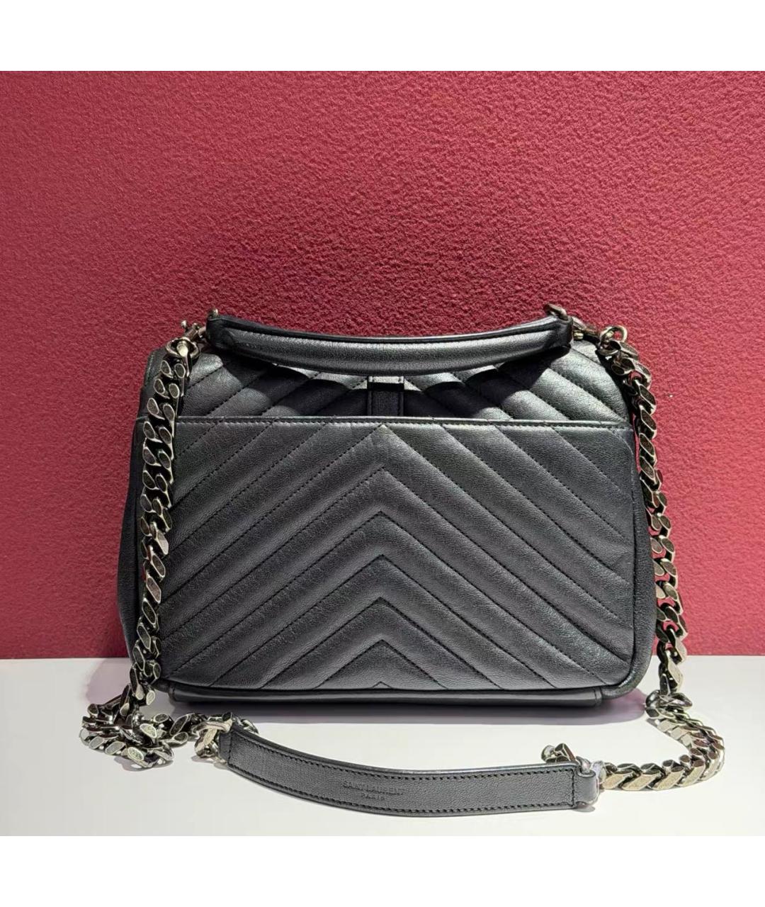 SAINT LAURENT Черная кожаная сумка через плечо, фото 4