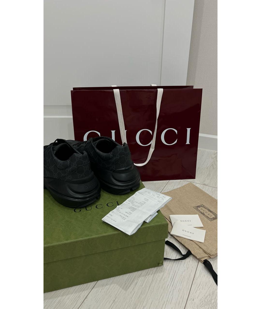 GUCCI Черные низкие кроссовки / кеды, фото 2