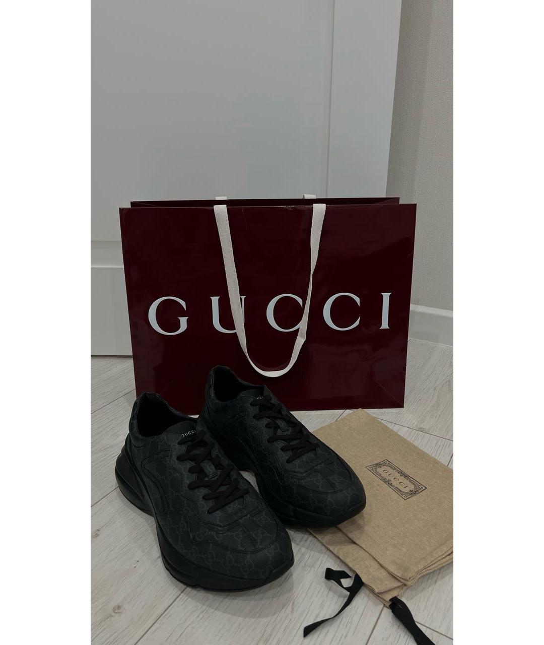 GUCCI Черные низкие кроссовки / кеды, фото 3