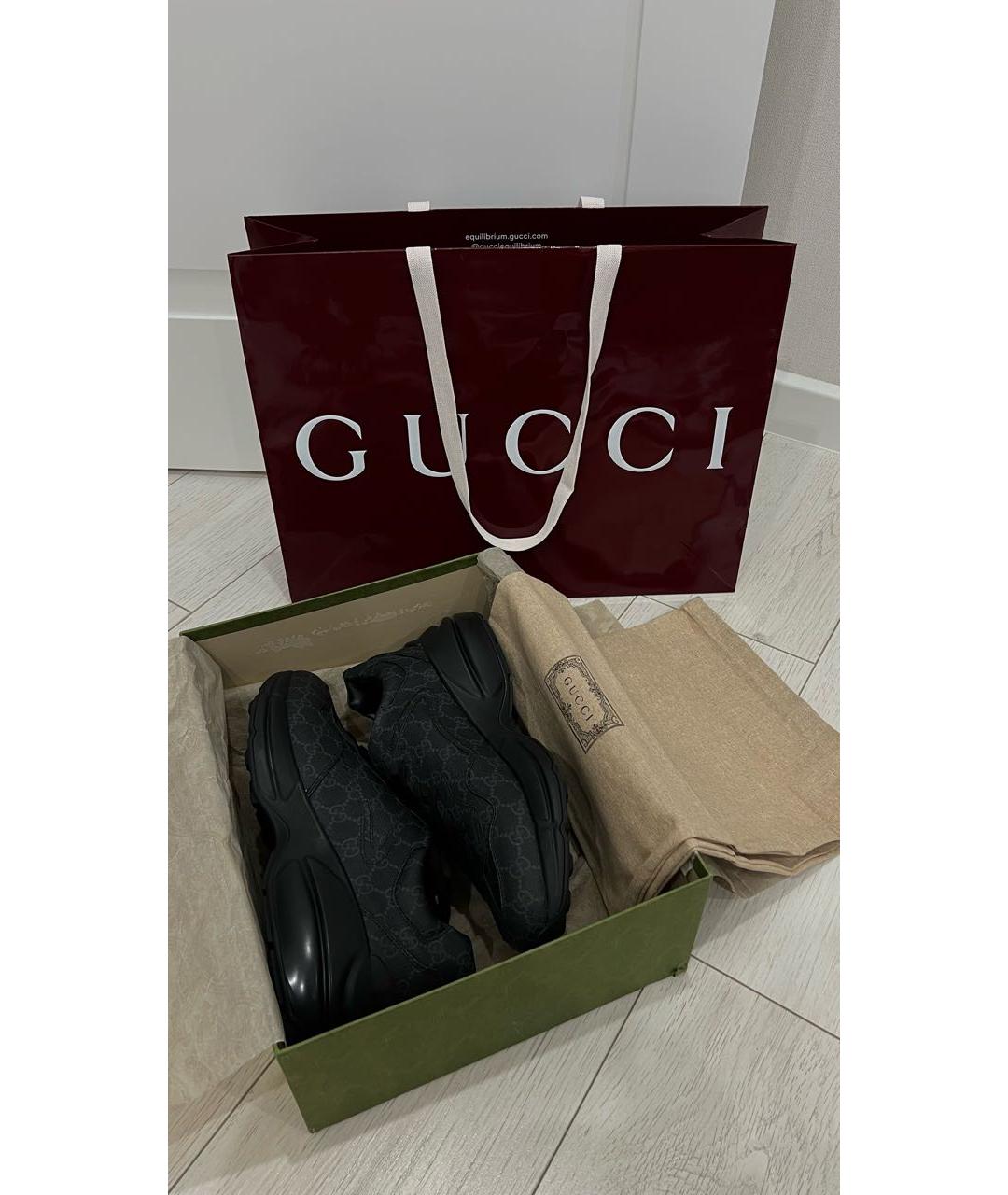 GUCCI Черные низкие кроссовки / кеды, фото 4