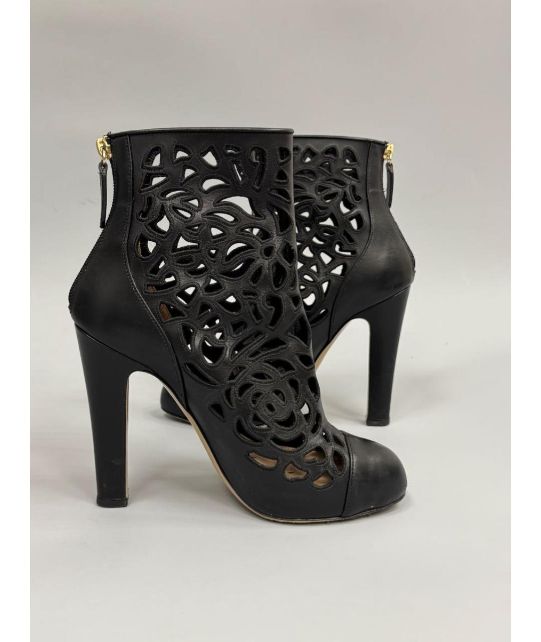 VALENTINO Черные кожаные ботильоны, фото 4