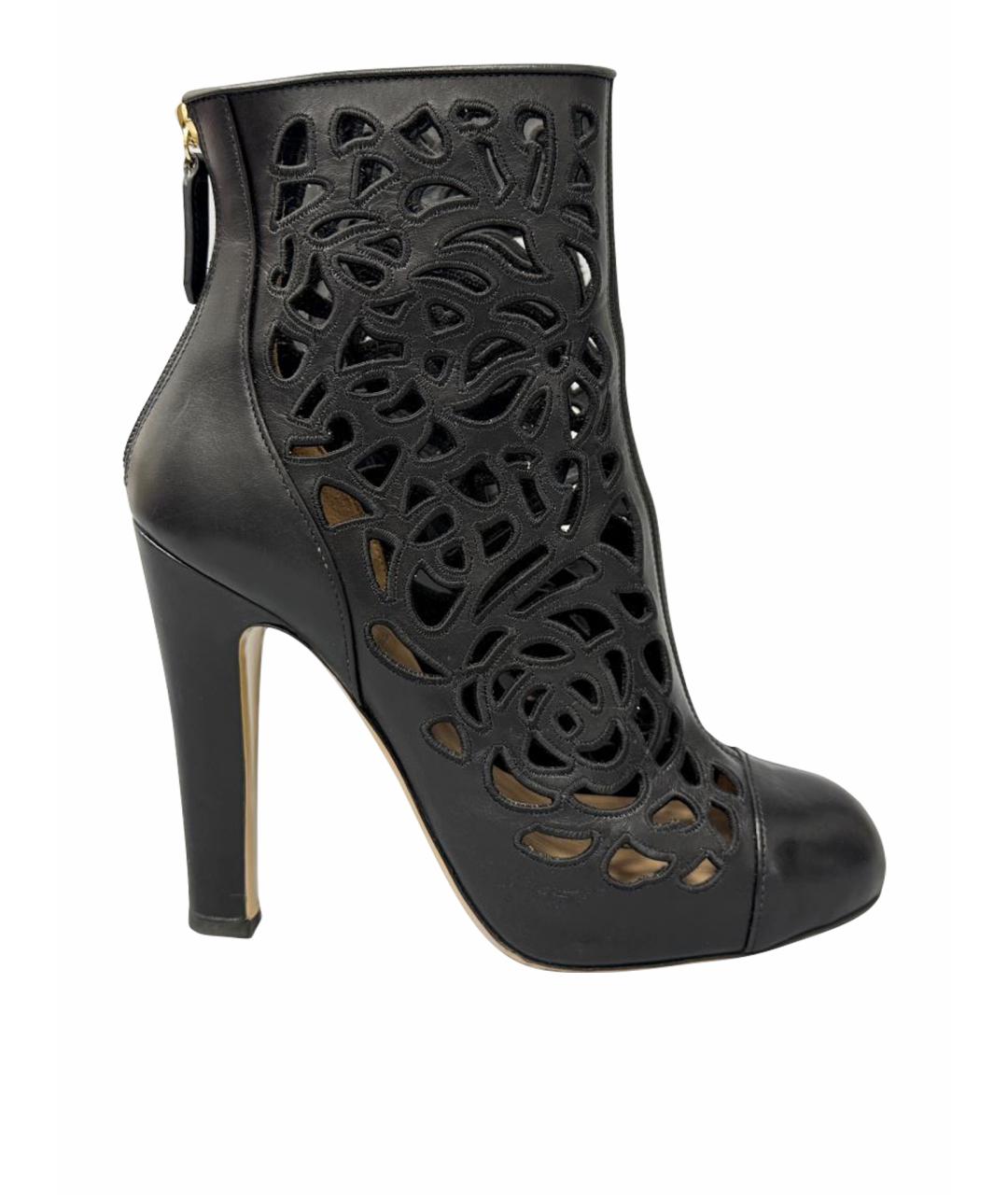 VALENTINO Черные кожаные ботильоны, фото 1