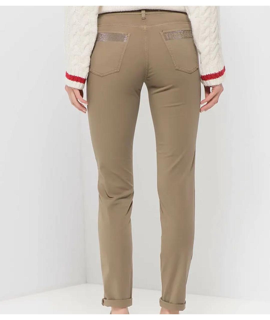 TRUSSARDI Коричневые хлопко-эластановые брюки узкие, фото 4