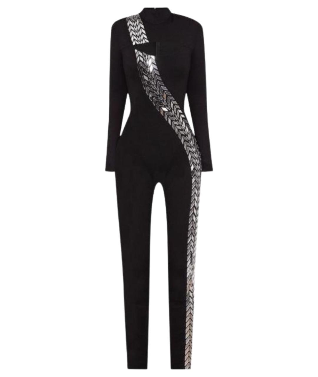 DAVID KOMA Черный хлопко-эластановый комбинезон, фото 1
