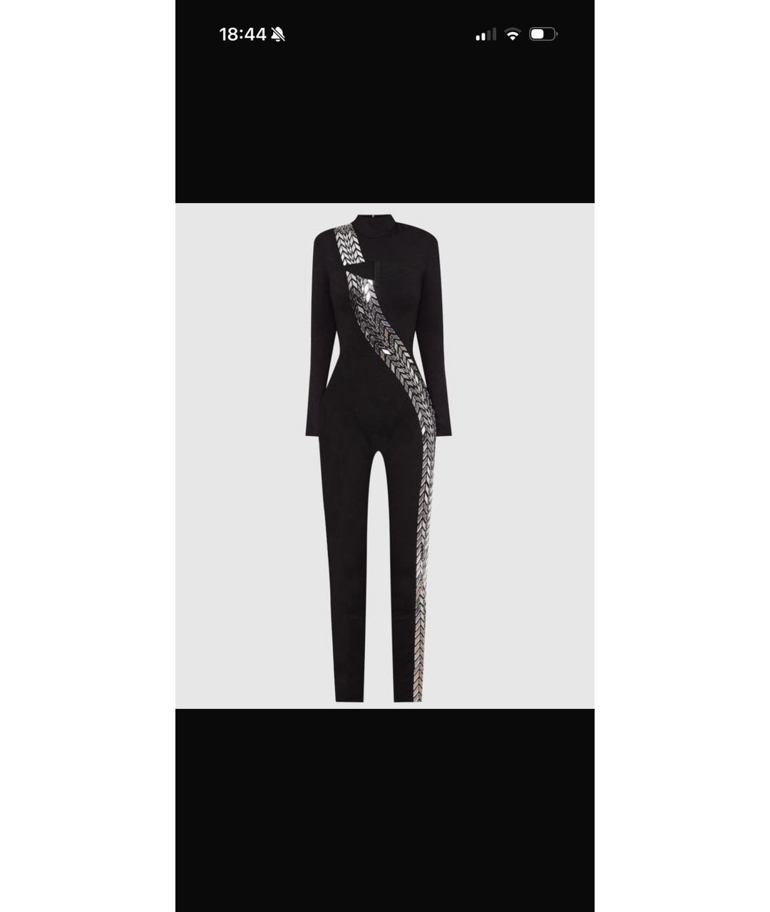 DAVID KOMA Черный хлопко-эластановый комбинезон, фото 7