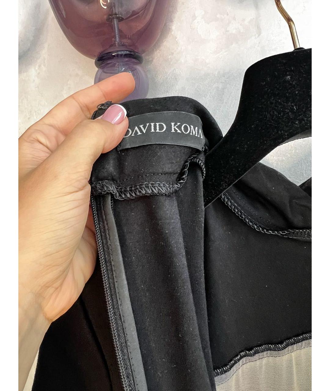 DAVID KOMA Черный хлопко-эластановый комбинезон, фото 5