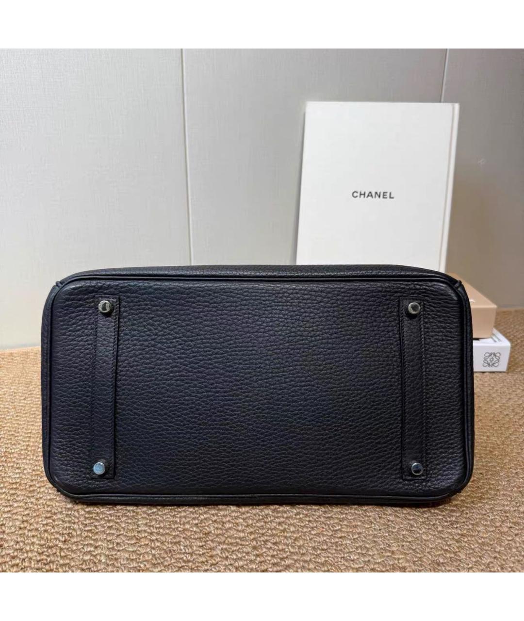 HERMES Черная кожаная сумка с короткими ручками, фото 4