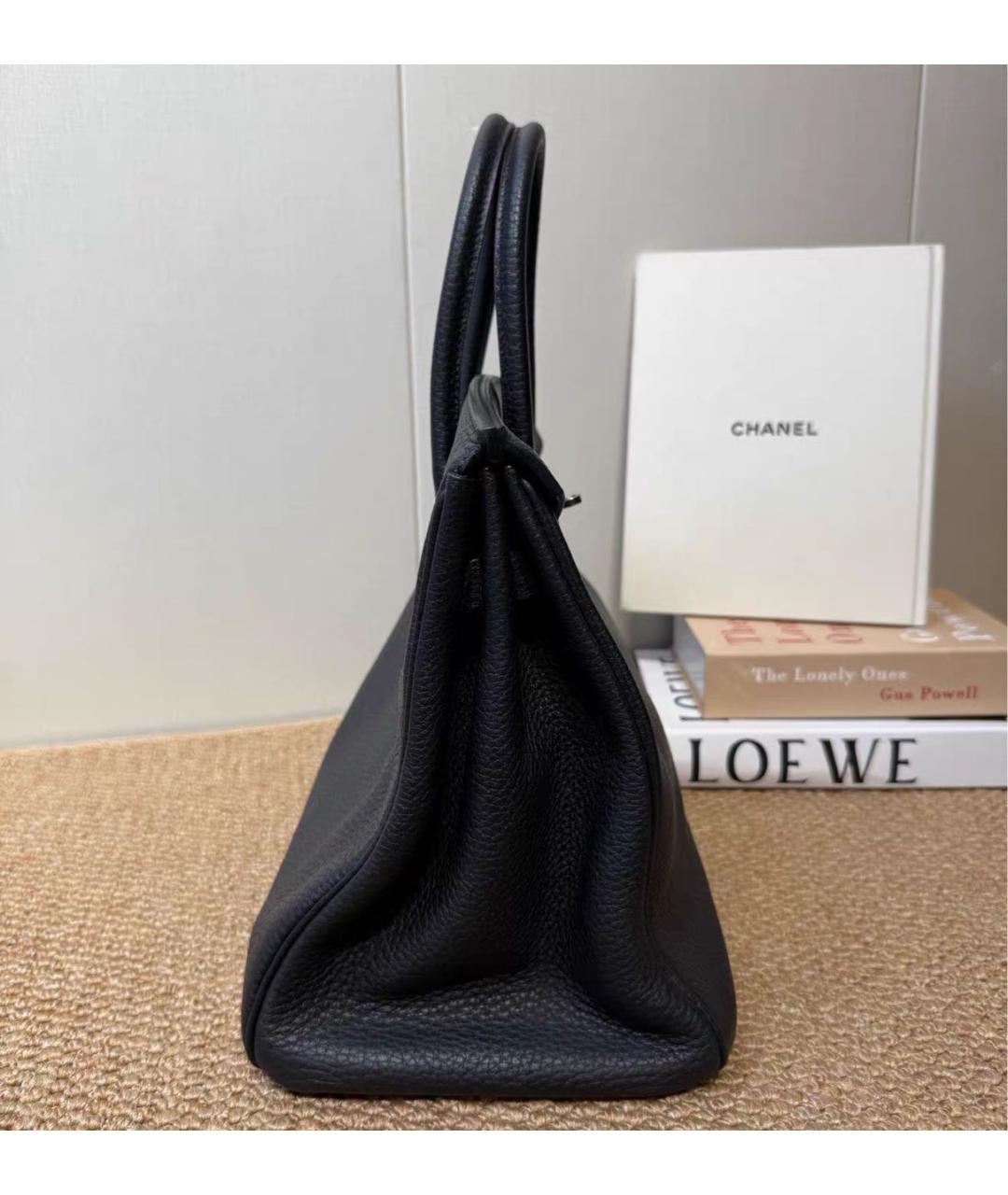 HERMES Черная кожаная сумка с короткими ручками, фото 5