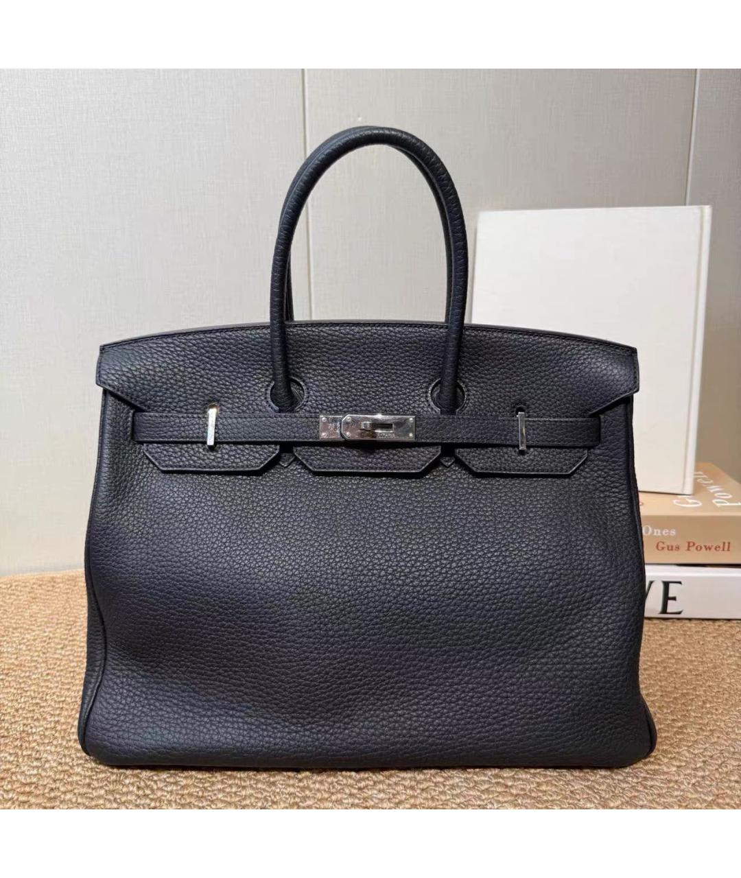 HERMES Черная кожаная сумка с короткими ручками, фото 2