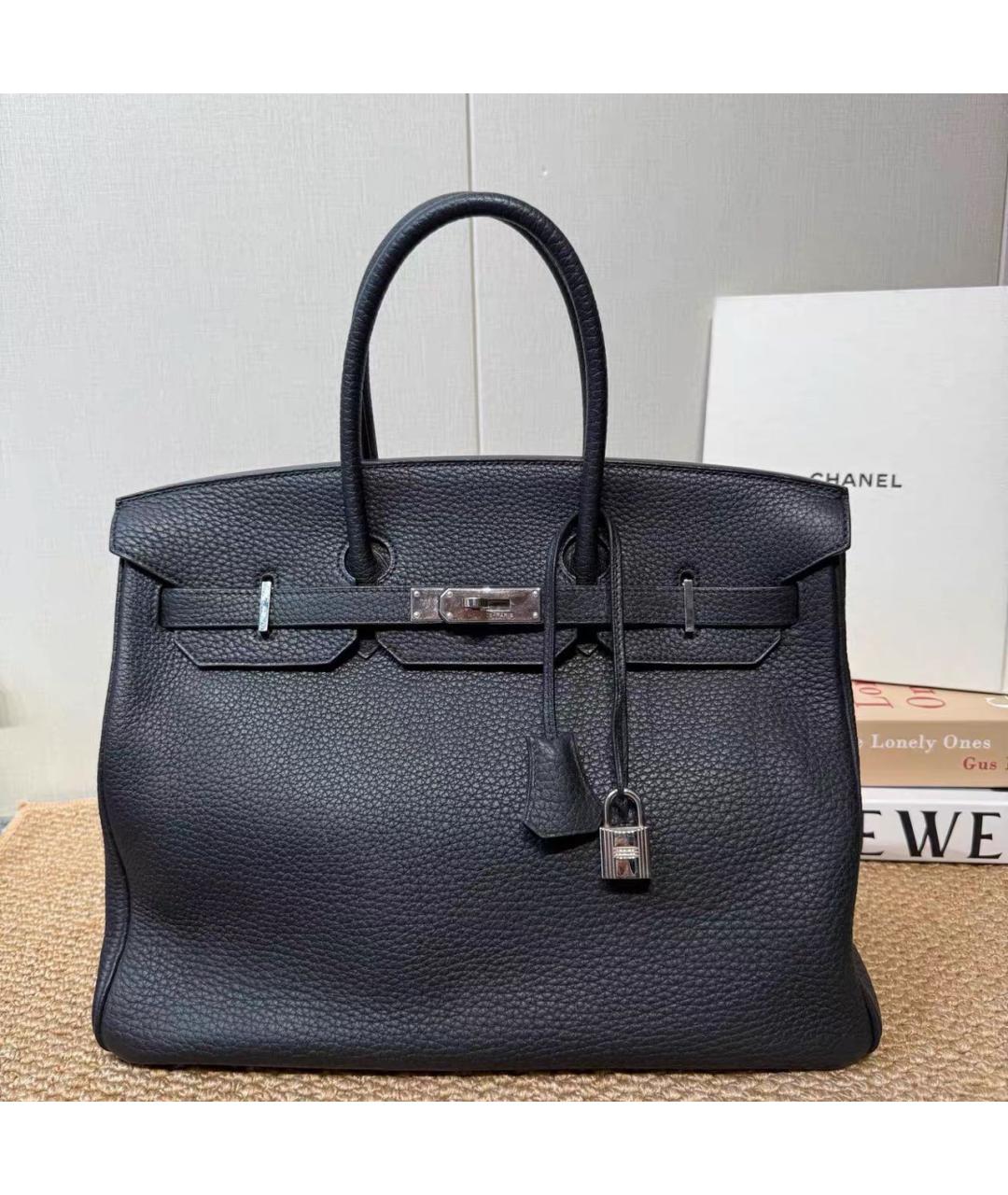 HERMES Черная кожаная сумка с короткими ручками, фото 7