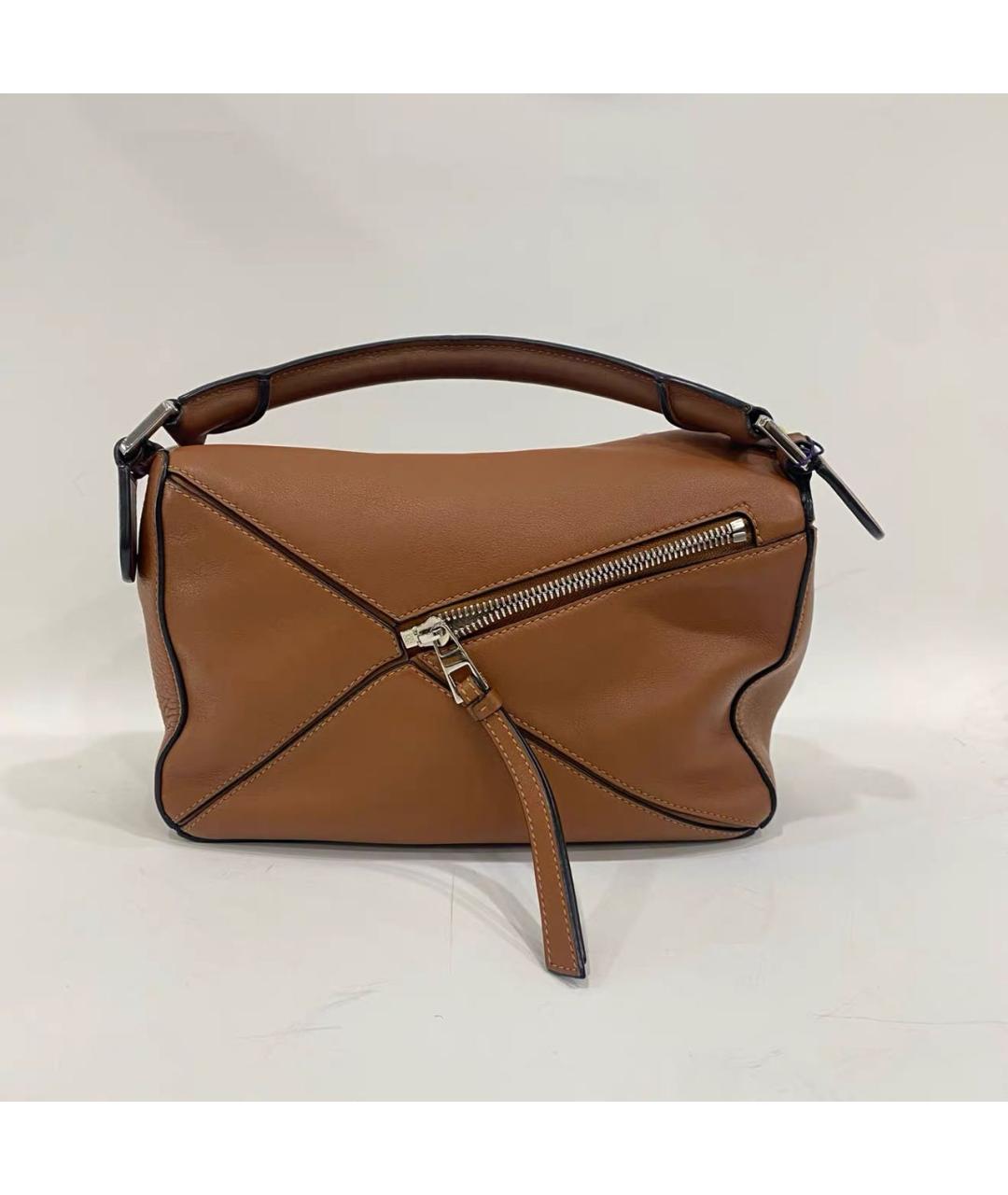 LOEWE Коричневая кожаная сумка с короткими ручками, фото 3