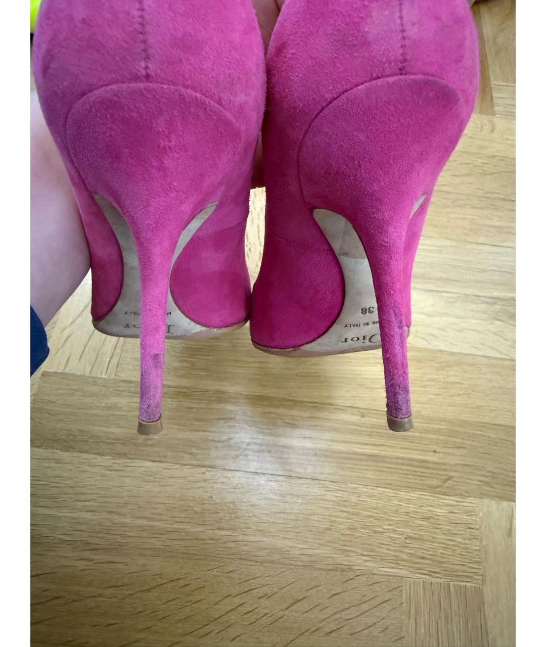 CHRISTIAN DIOR Фуксия замшевые туфли, фото 5