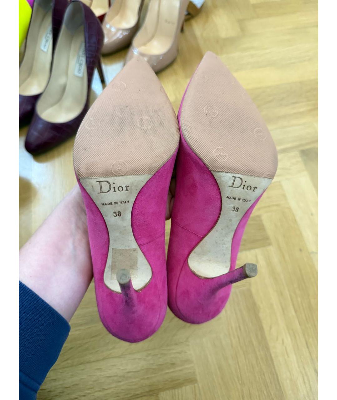 CHRISTIAN DIOR Фуксия замшевые туфли, фото 6