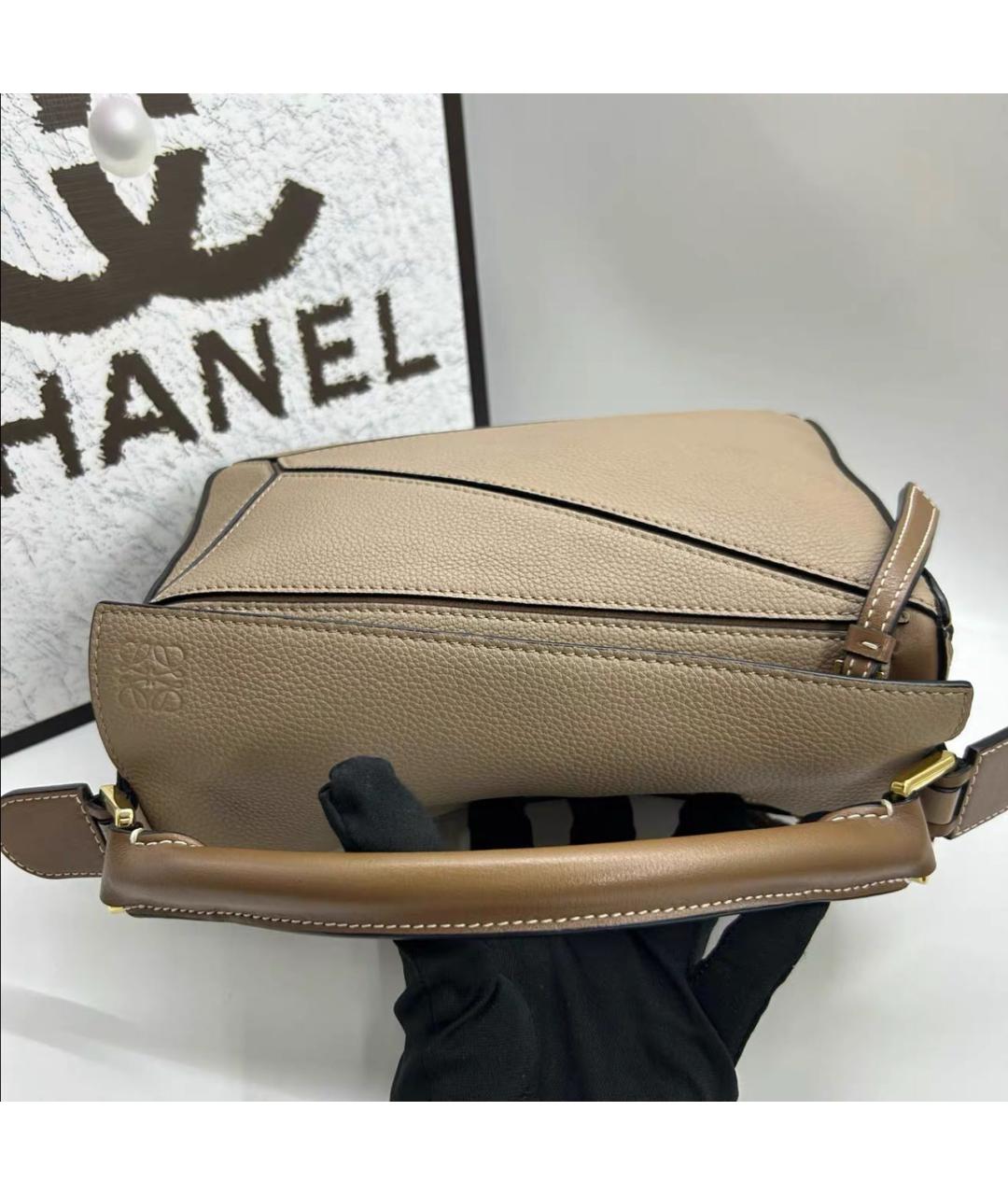 LOEWE Бежевая кожаная сумка через плечо, фото 5