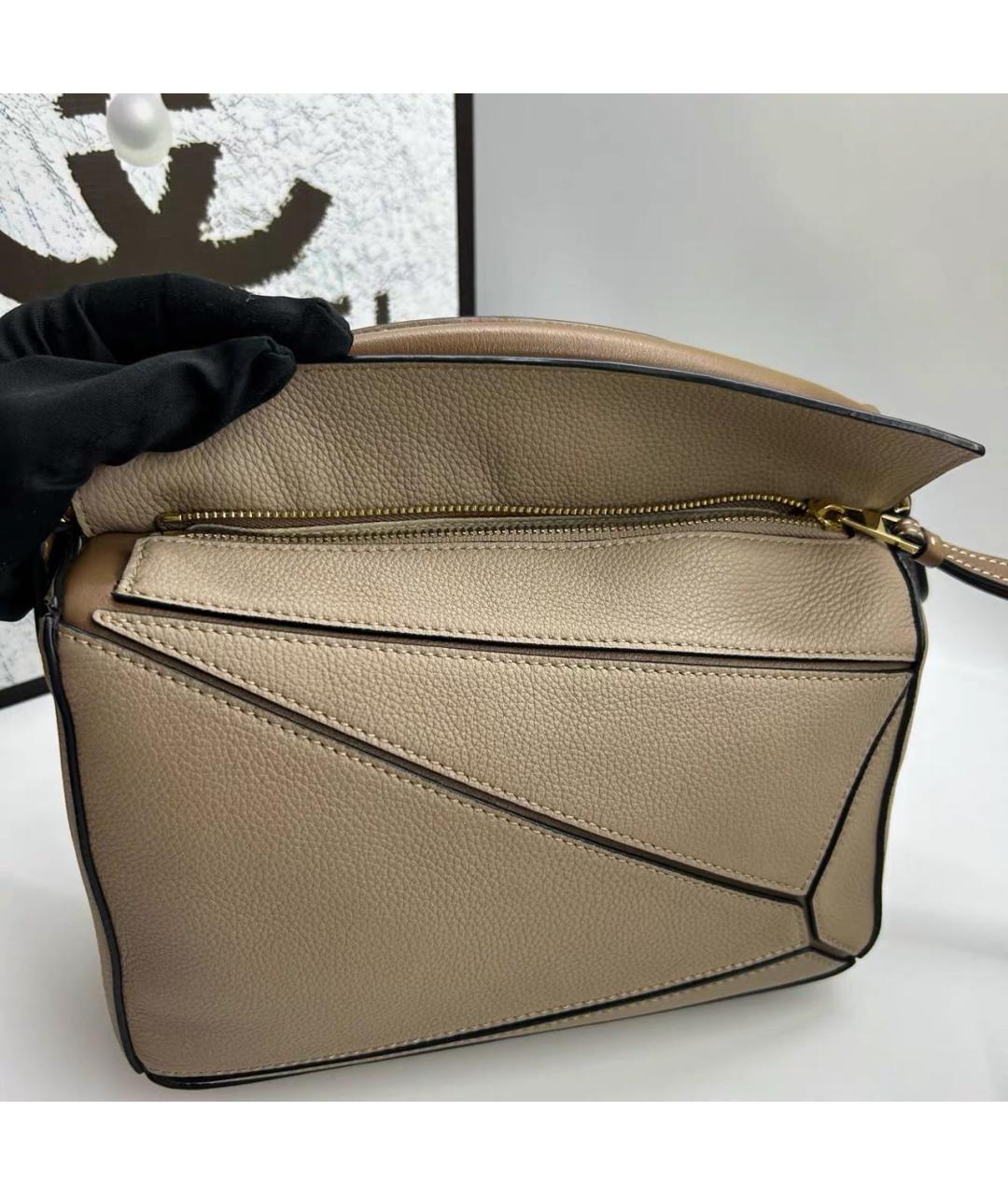 LOEWE Бежевая кожаная сумка через плечо, фото 7