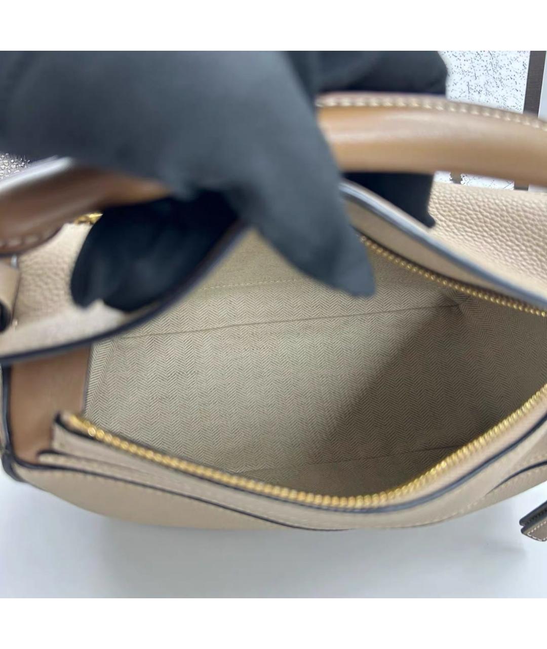 LOEWE Бежевая кожаная сумка через плечо, фото 8