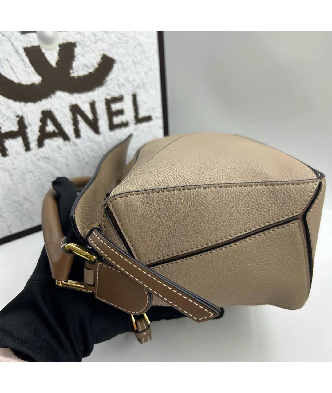 LOEWE Бежевая кожаная сумка через плечо, фото 3