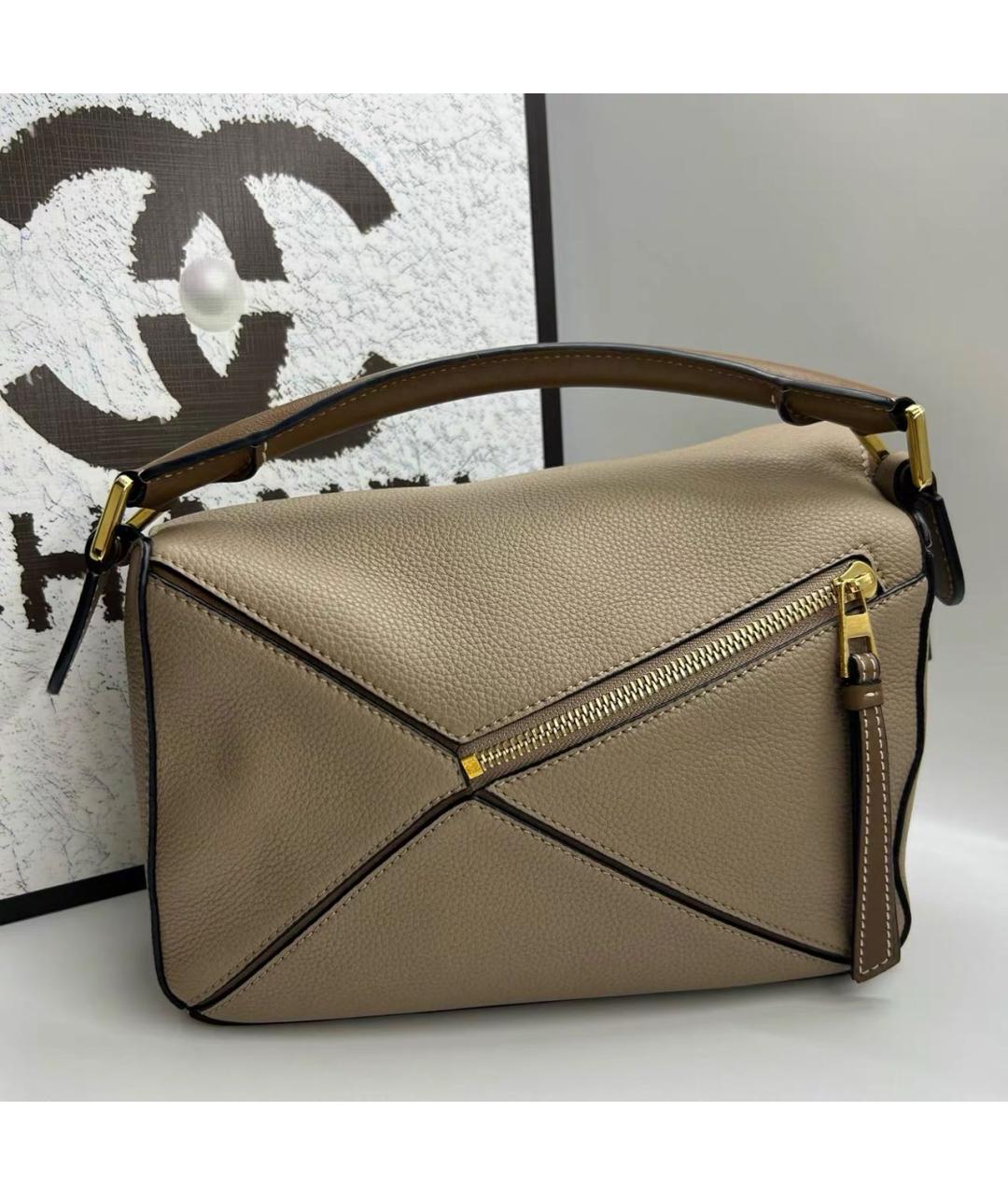 LOEWE Бежевая кожаная сумка через плечо, фото 2