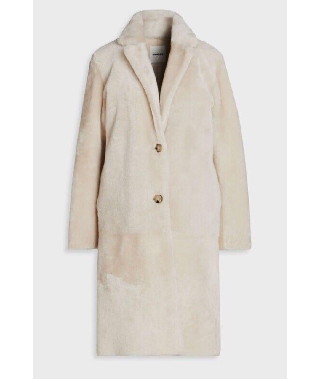 SANDRO Белая кожаная дубленка, фото 5