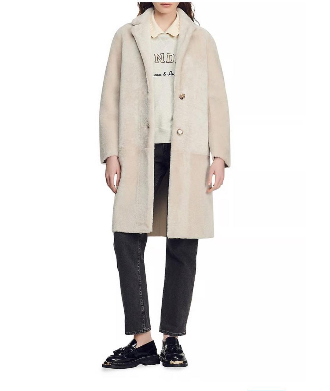 SANDRO Белая кожаная дубленка, фото 3