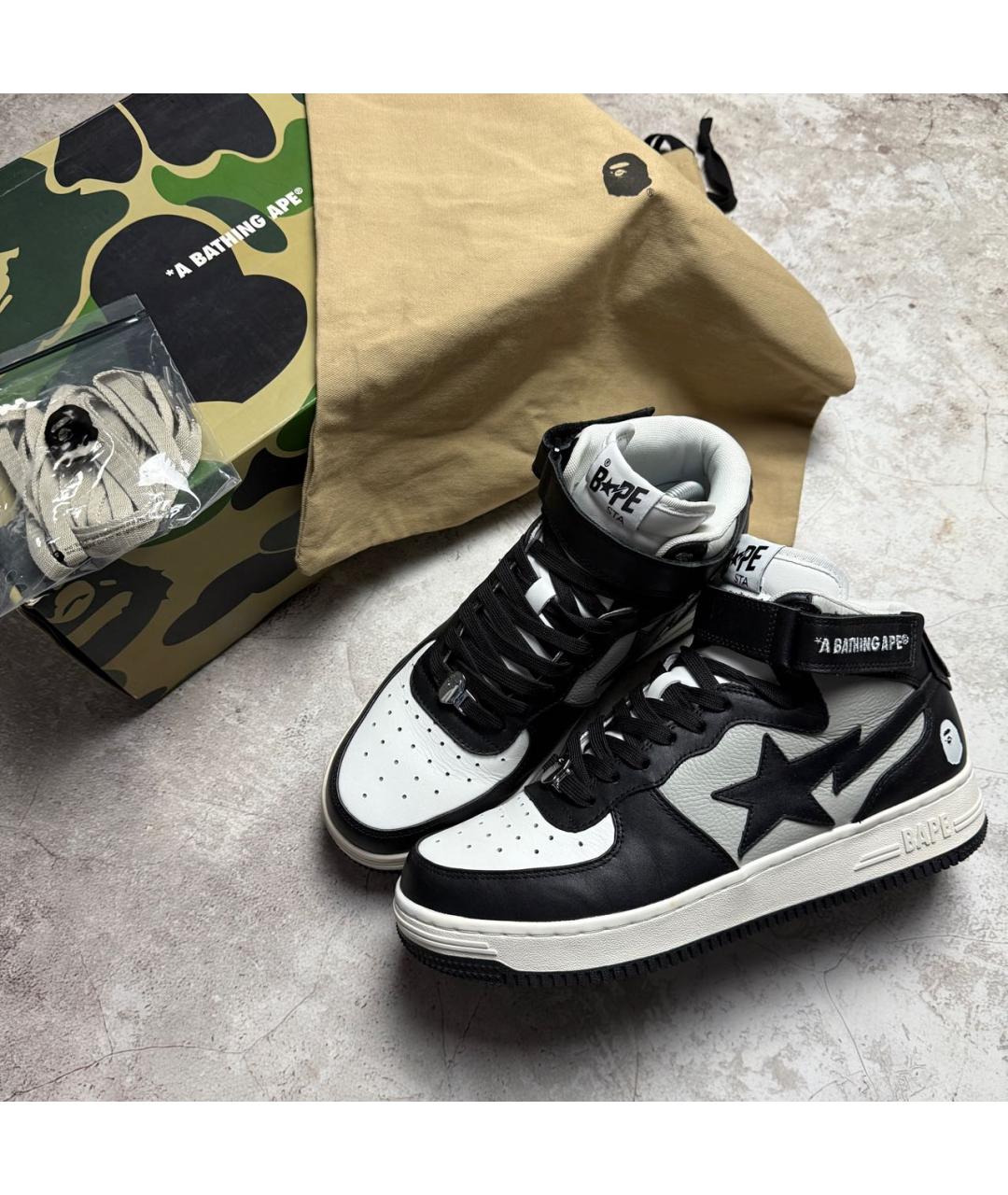 A BATHING APE Мульти кожаные высокие кроссовки / кеды, фото 3