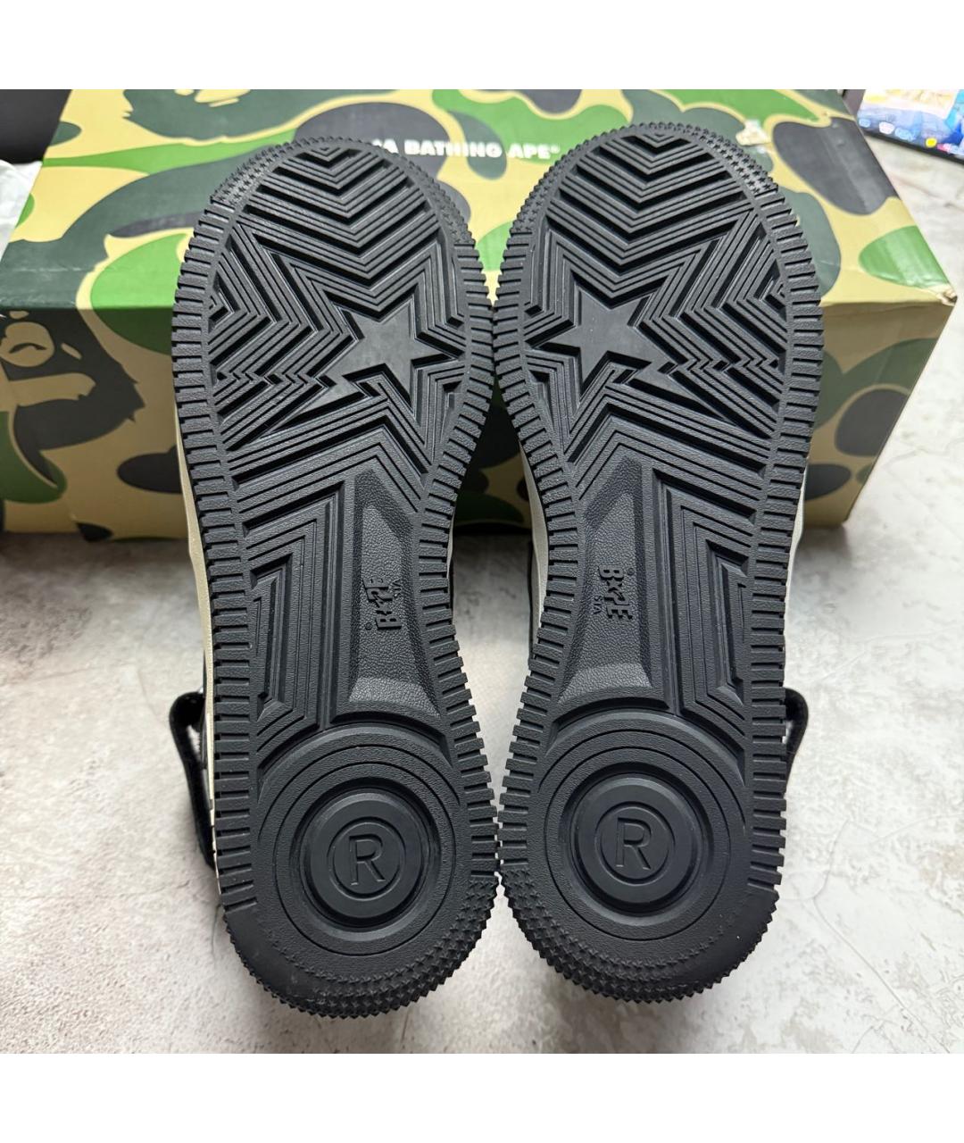 A BATHING APE Мульти кожаные высокие кроссовки / кеды, фото 6