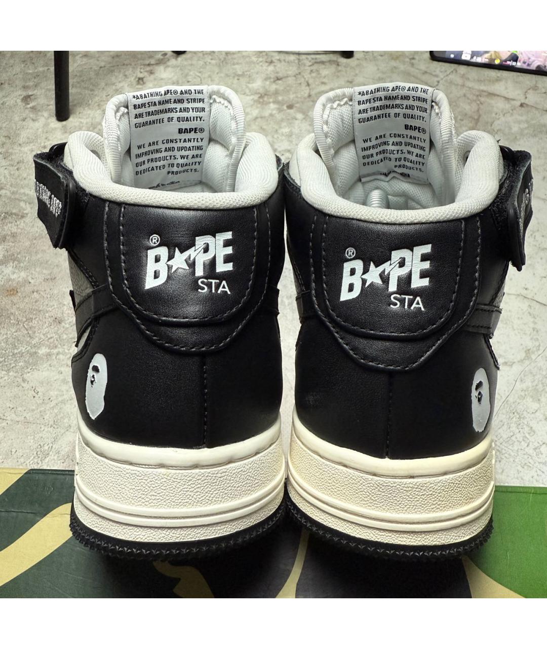 A BATHING APE Мульти кожаные высокие кроссовки / кеды, фото 5