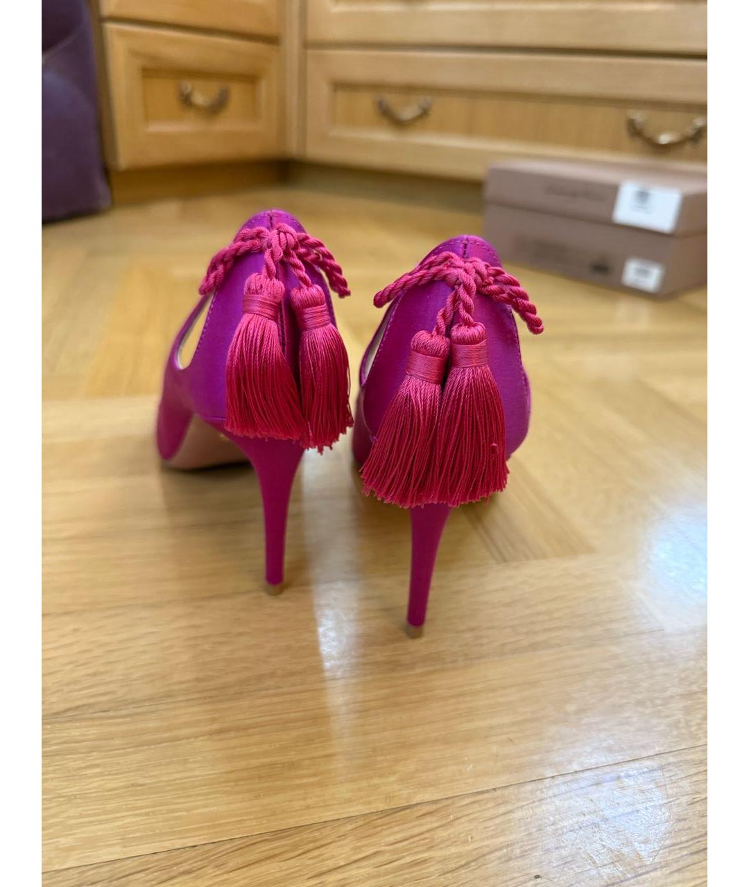 AQUAZZURA Фуксия текстильные туфли, фото 4
