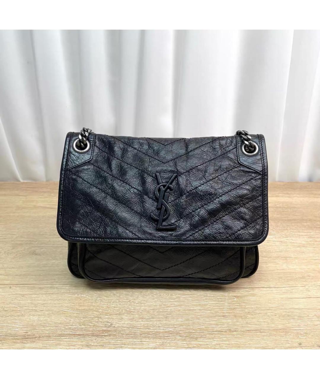SAINT LAURENT Черная кожаная сумка через плечо, фото 8