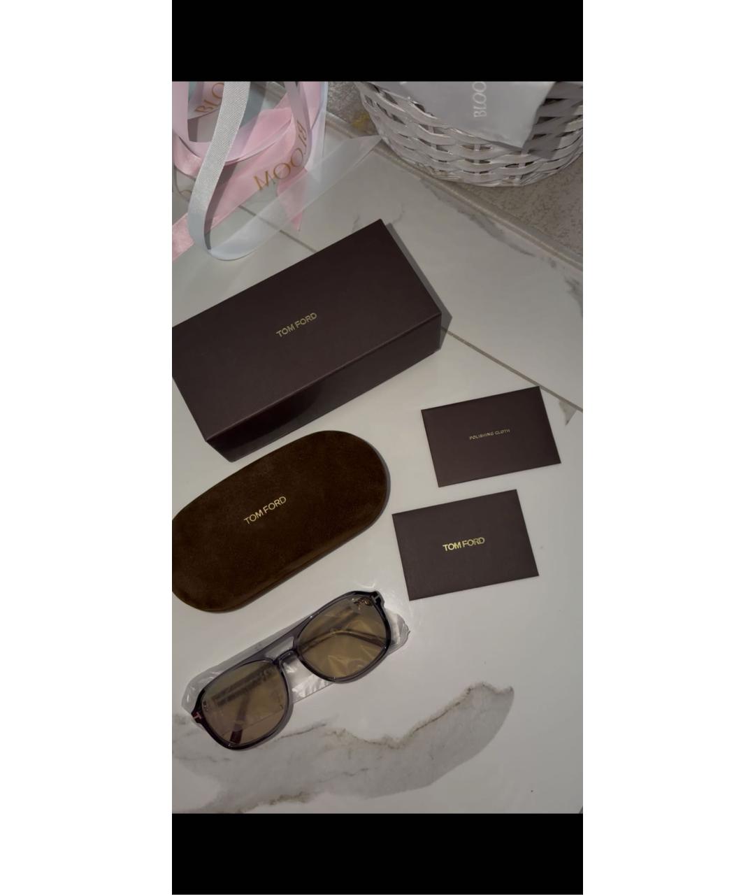 TOM FORD Антрацитовые пластиковые солнцезащитные очки, фото 2