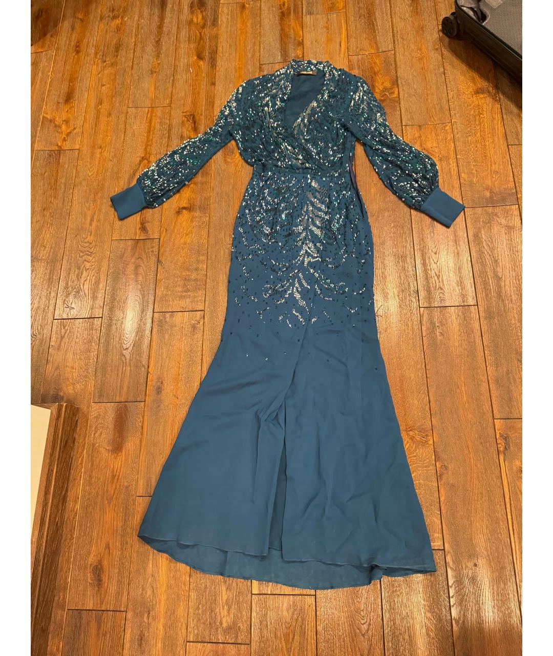 ROBERTO CAVALLI Бирюзовое вискозное вечернее платье, фото 6