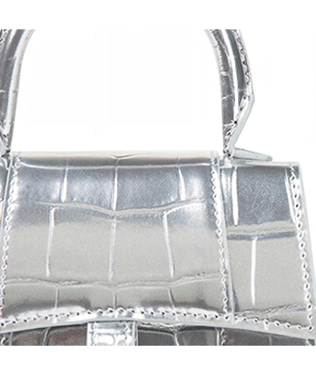 BALENCIAGA Серебряная кожаная сумка через плечо, фото 6