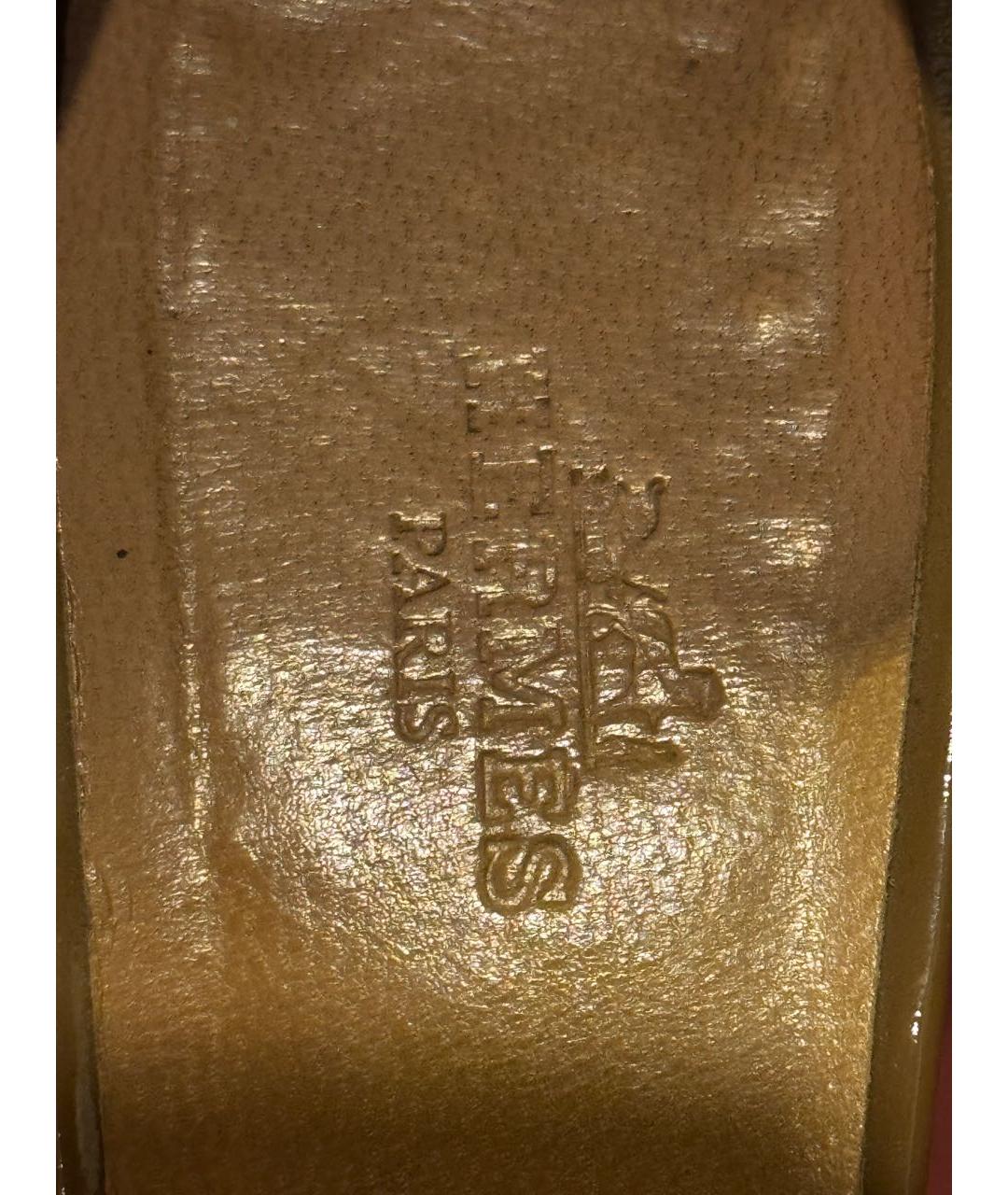 HERMES Бежевые туфли из лакированной кожи, фото 8