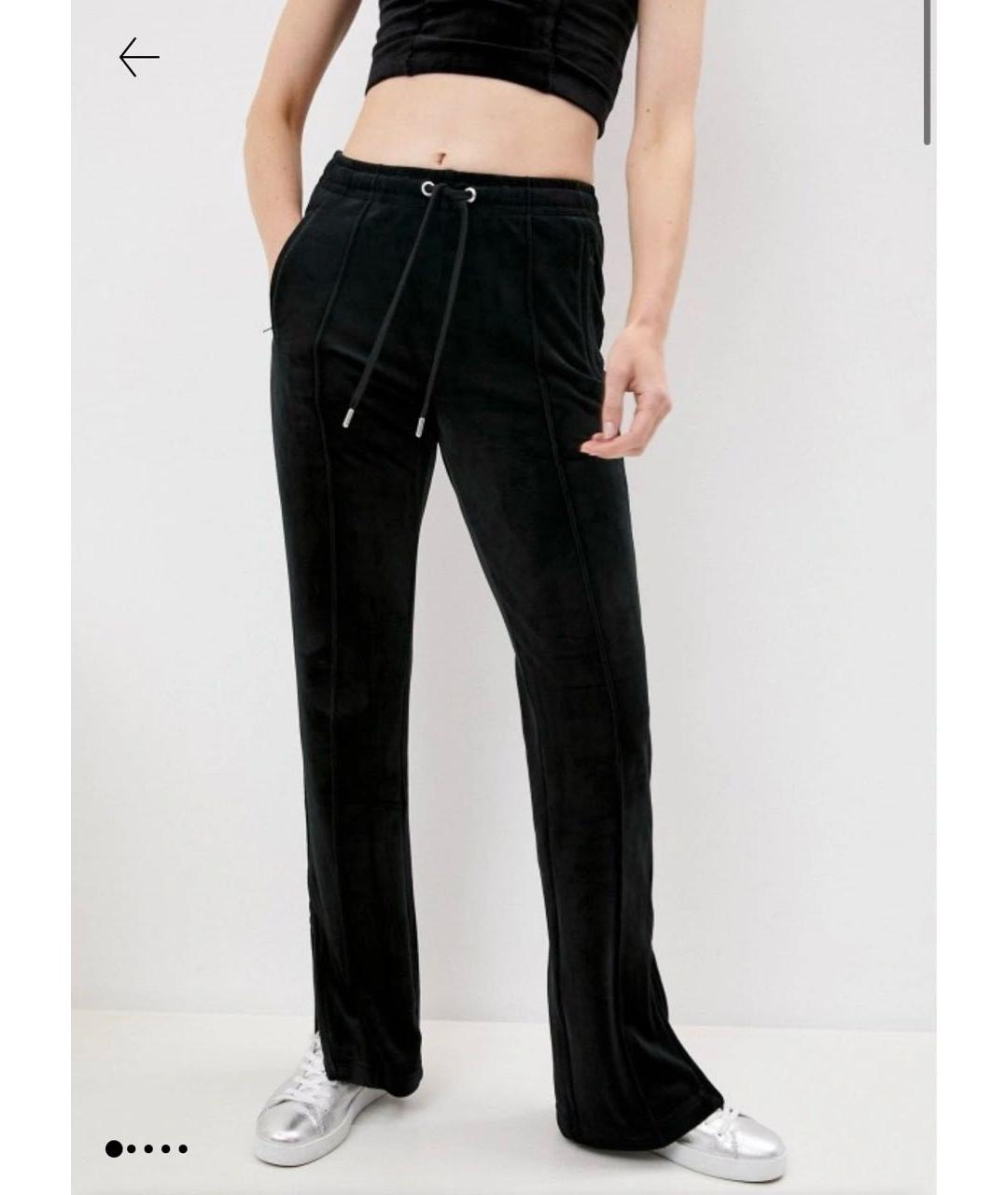 JUICY COUTURE Черные полиэстеровые прямые брюки, фото 5