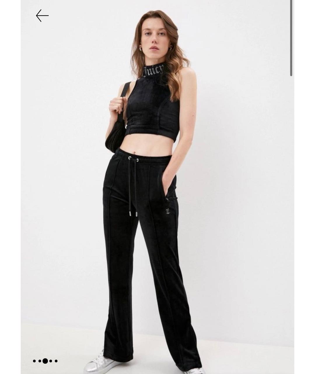 JUICY COUTURE Черные полиэстеровые прямые брюки, фото 6