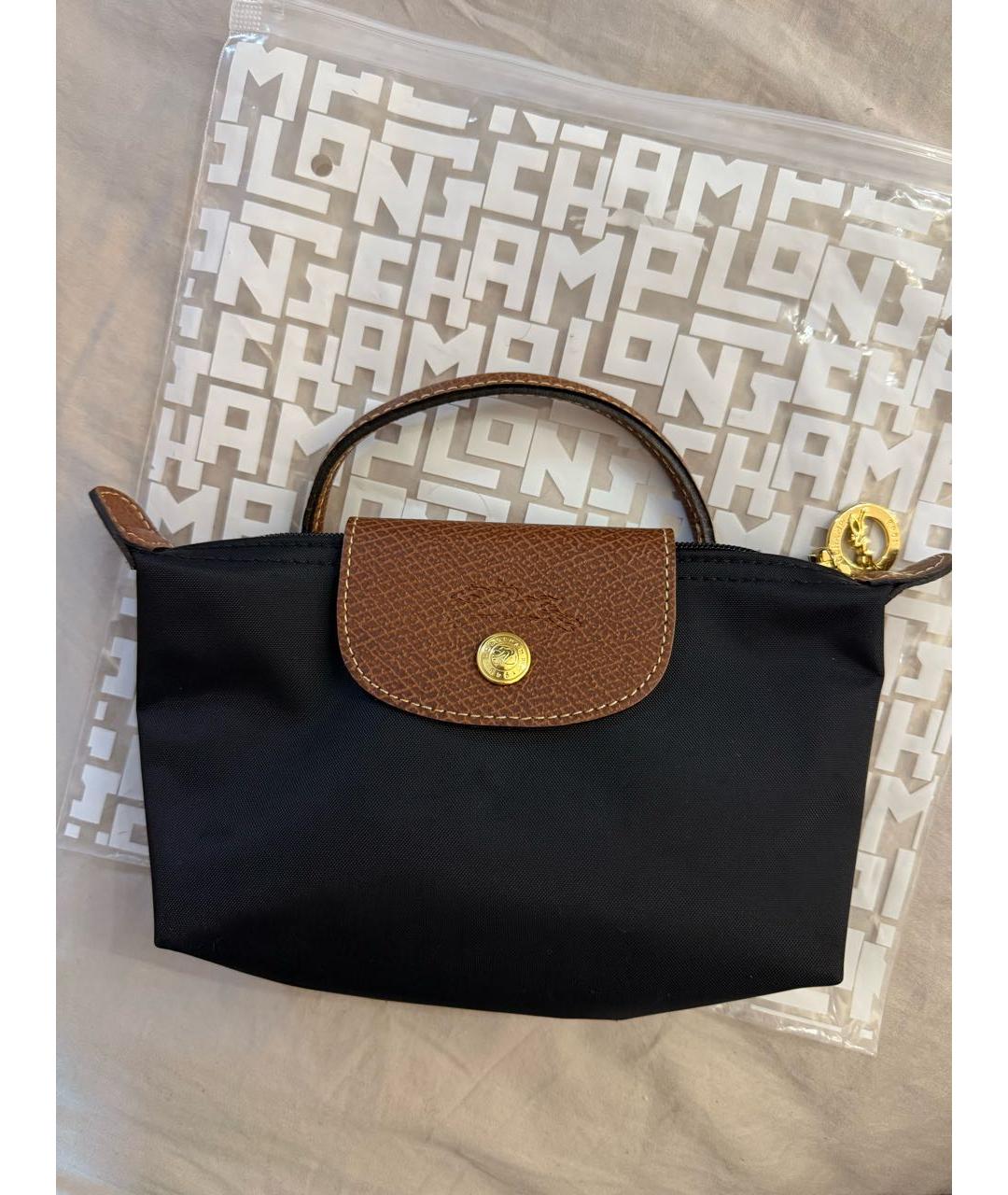 LONGCHAMP Черная тканевая сумка с короткими ручками, фото 2