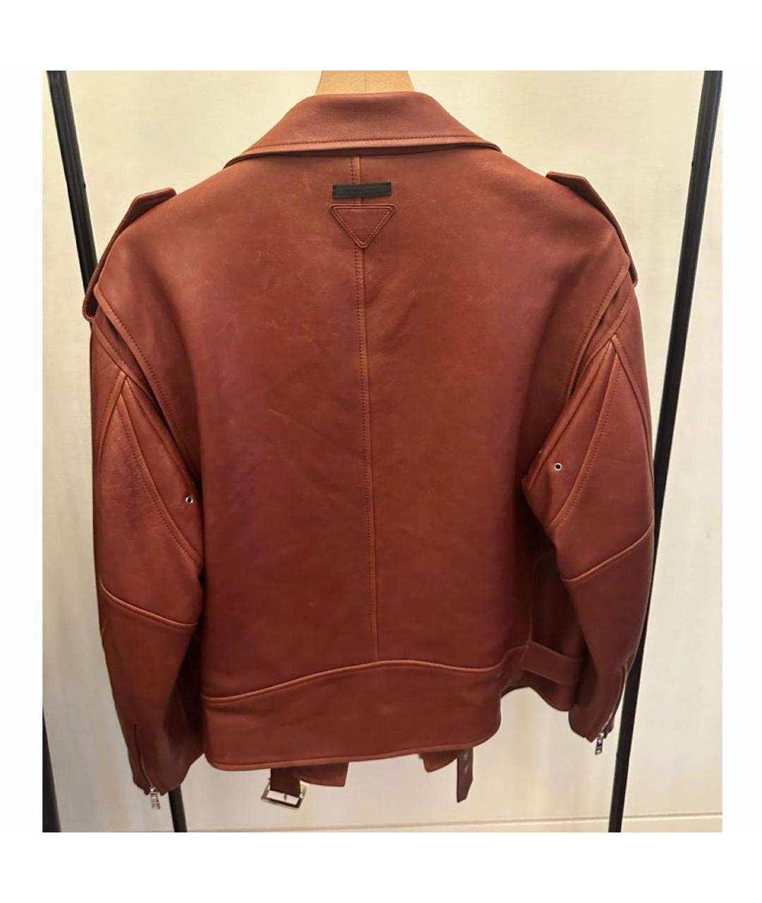 PRADA Коричневая кожаная куртка, фото 2