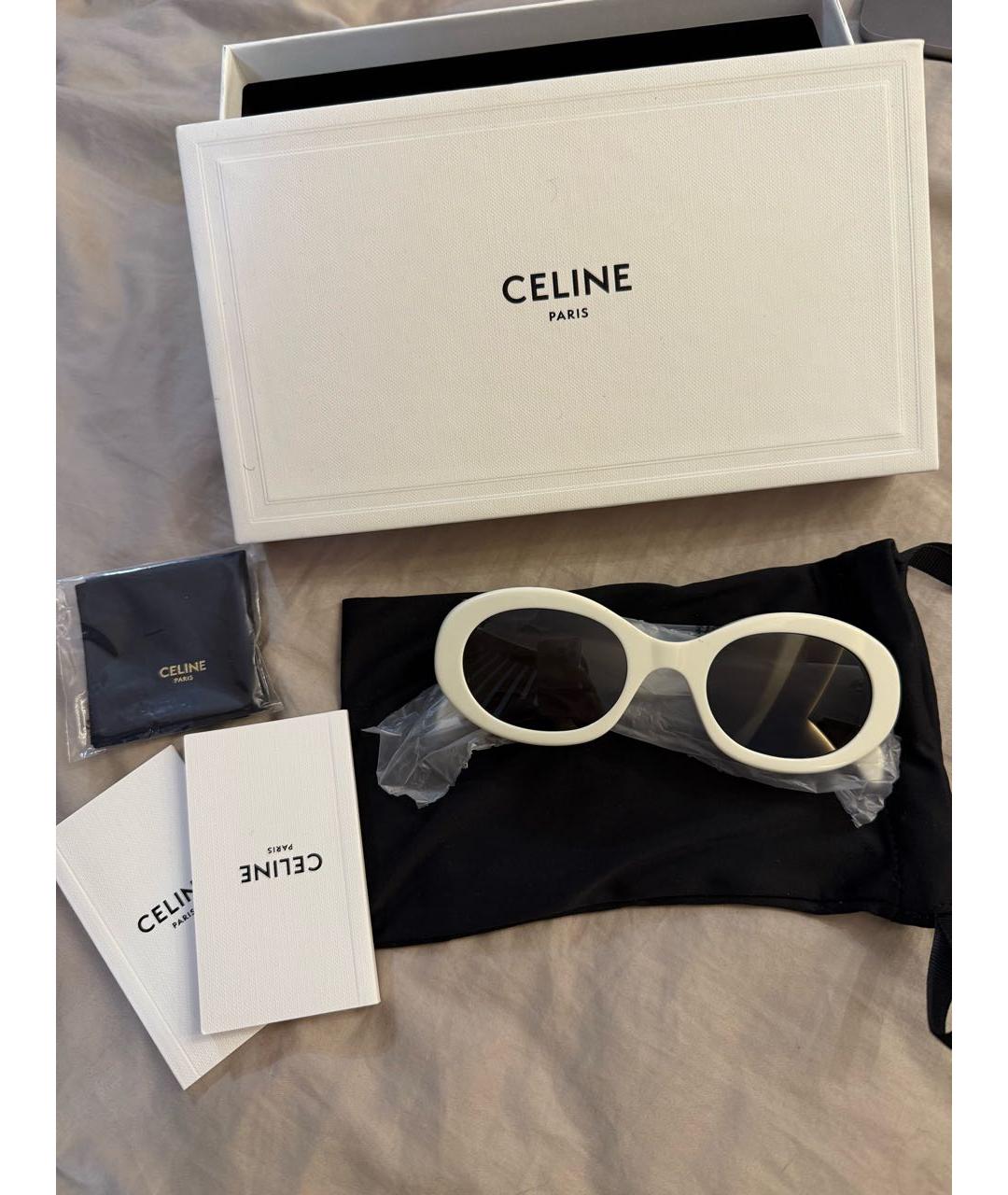 CELINE Белые пластиковые солнцезащитные очки, фото 2