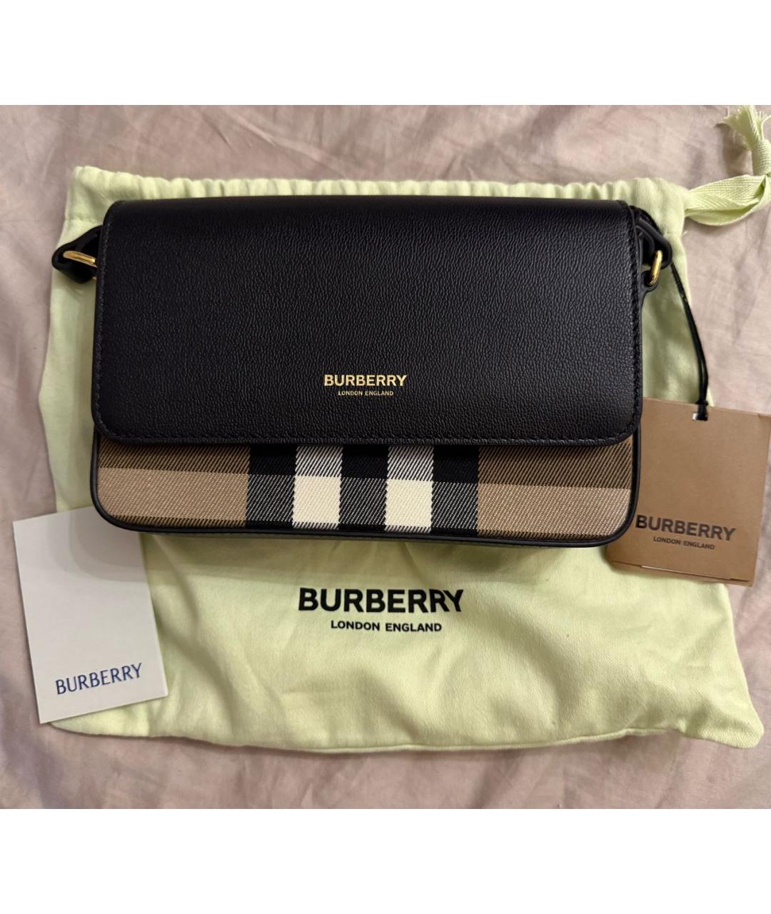 BURBERRY Черная кожаная сумка через плечо, фото 2