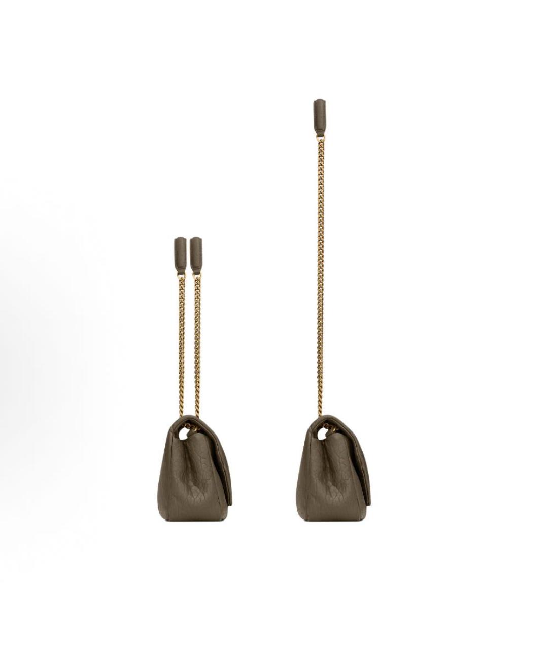 SAINT LAURENT Хаки кожаная сумка через плечо, фото 4