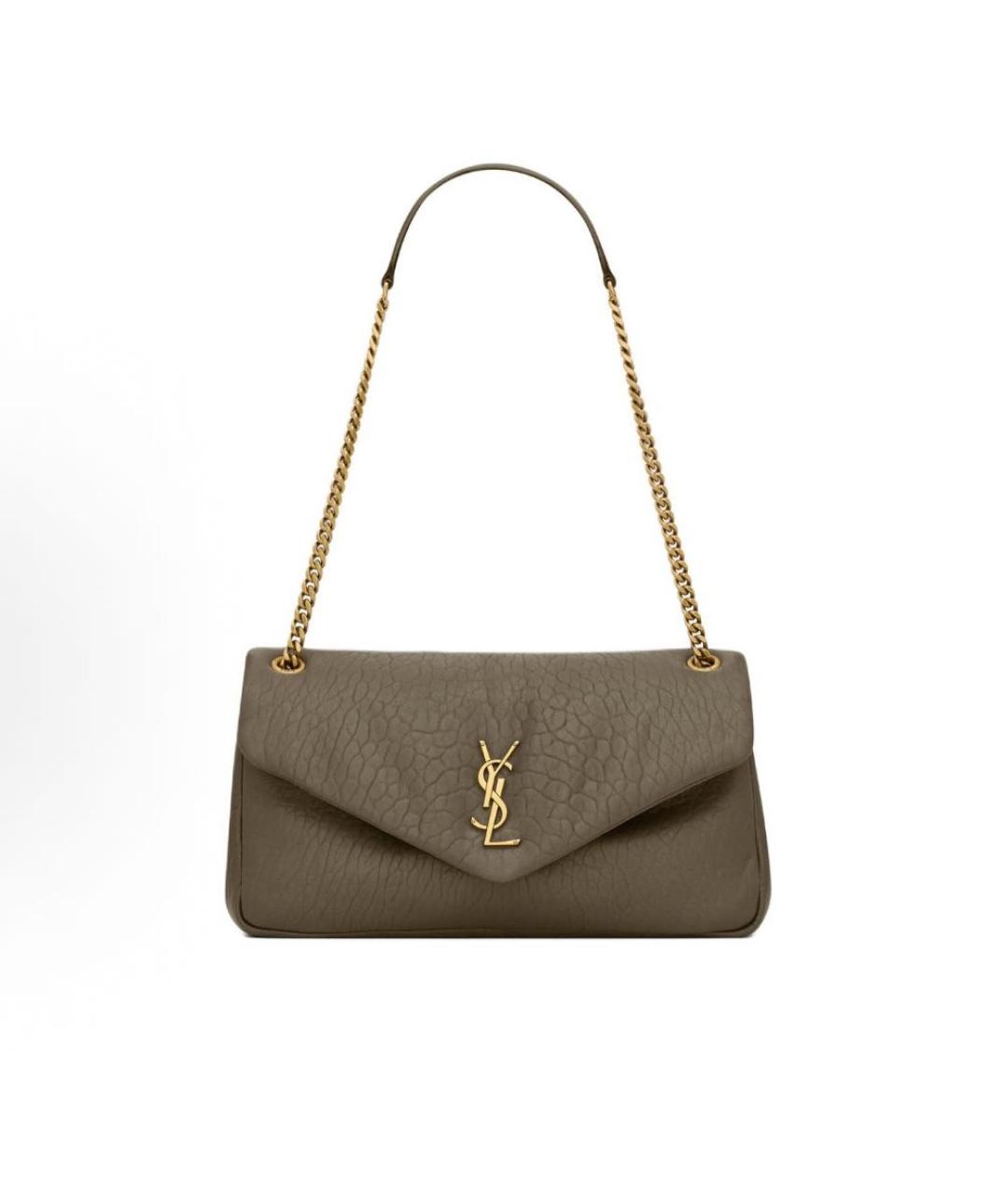 SAINT LAURENT Хаки кожаная сумка через плечо, фото 9