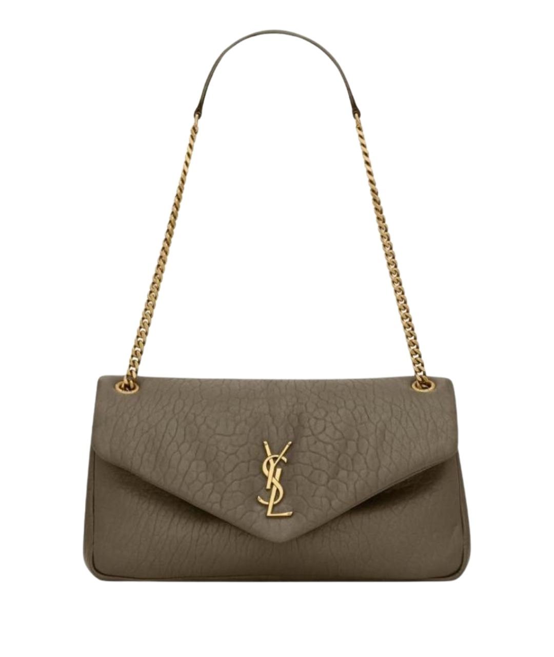 SAINT LAURENT Хаки кожаная сумка через плечо, фото 1