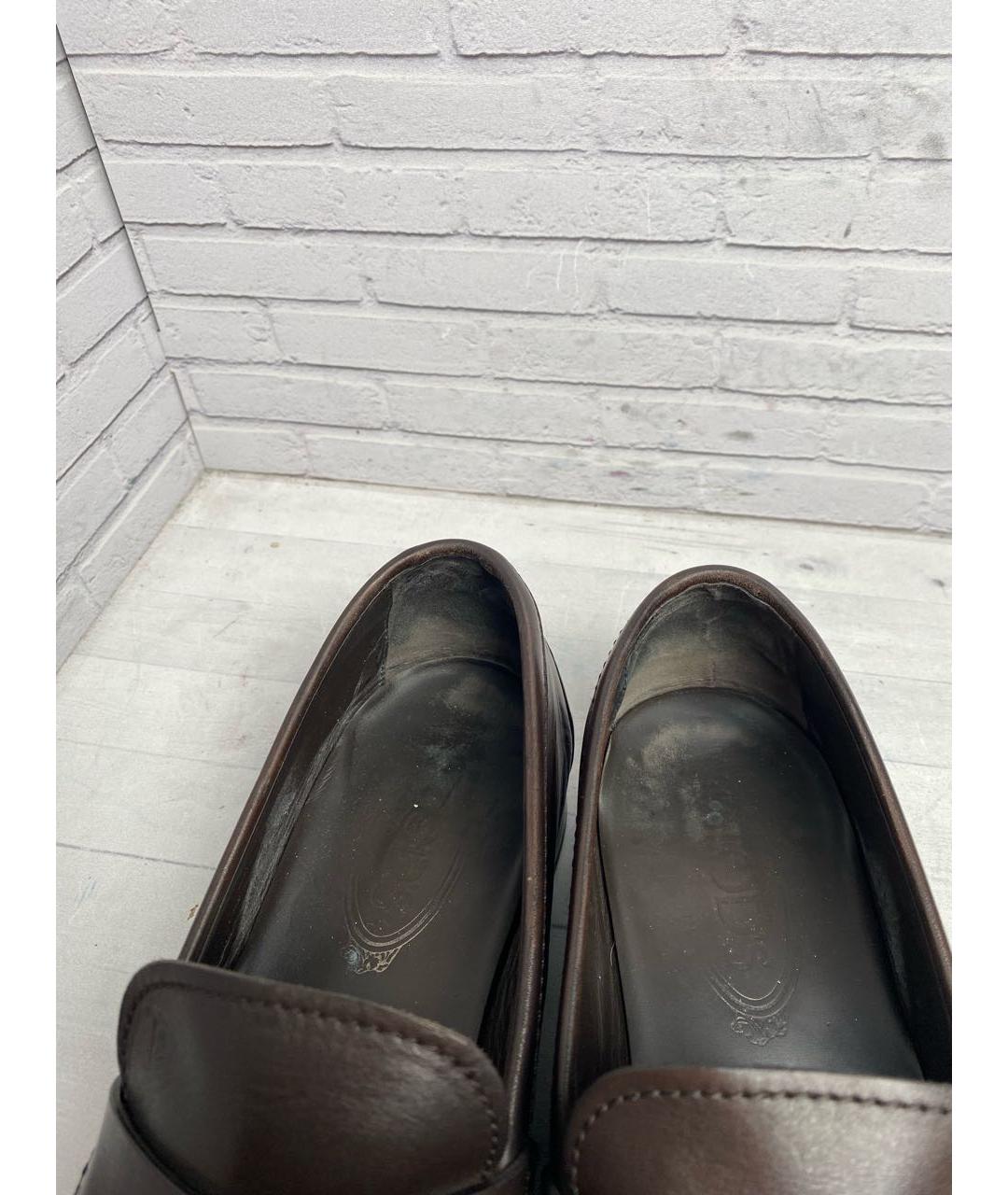TOD'S Коричневые кожаные лоферы, фото 6