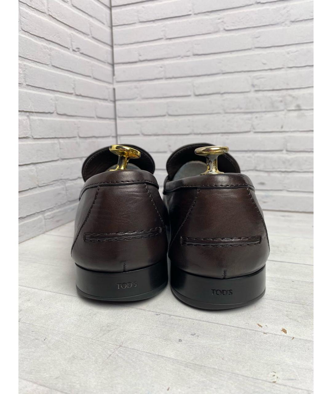 TOD'S Коричневые кожаные лоферы, фото 4