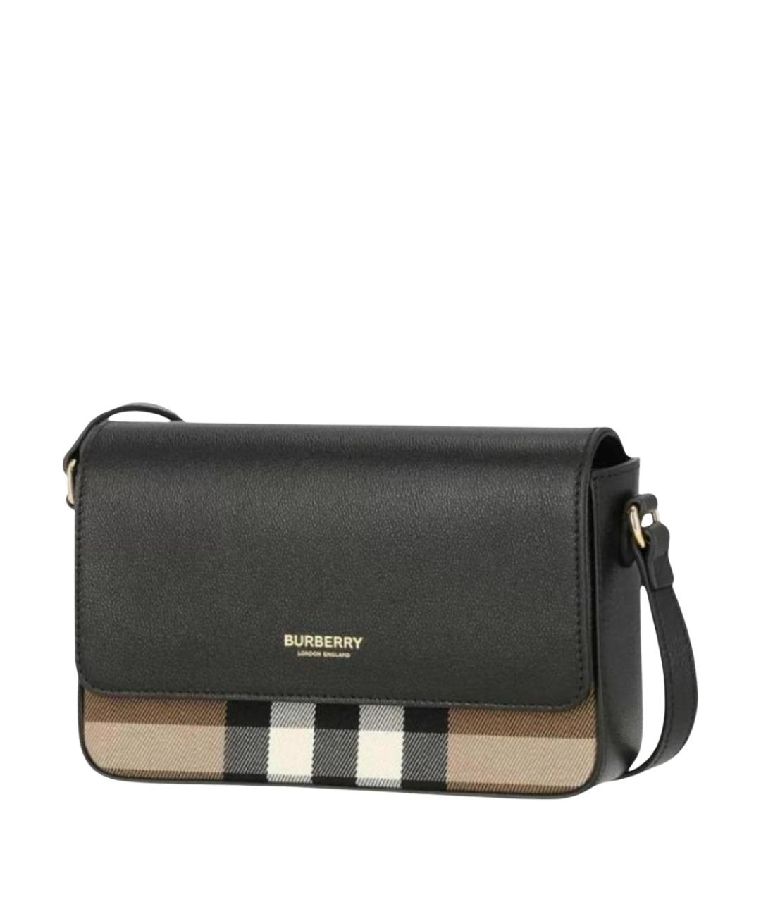 BURBERRY Черная кожаная сумка с короткими ручками, фото 1