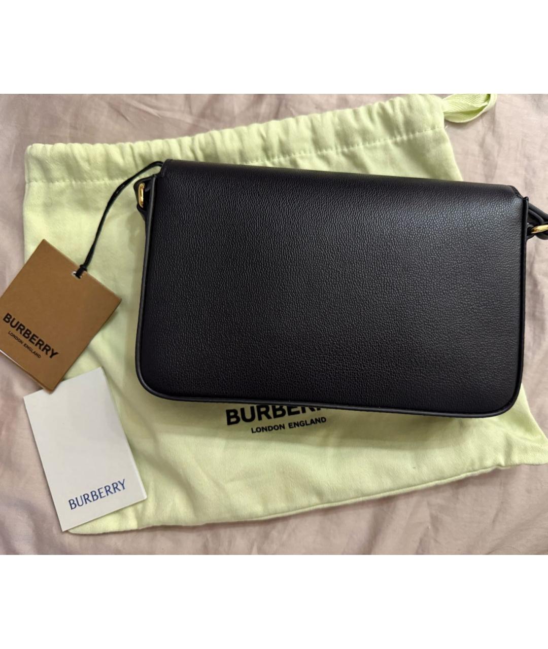 BURBERRY Черная кожаная сумка с короткими ручками, фото 4