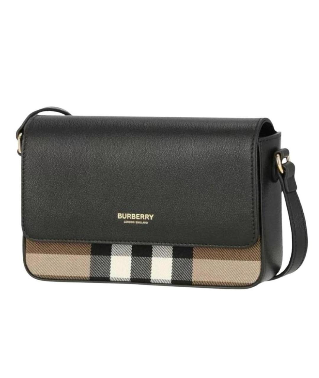 BURBERRY Черная кожаная сумка с короткими ручками, фото 6